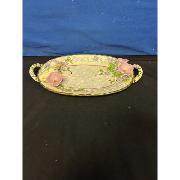 Vintage Avon China Floral Oval Serving Tray With Handles - Picture 2 of 3